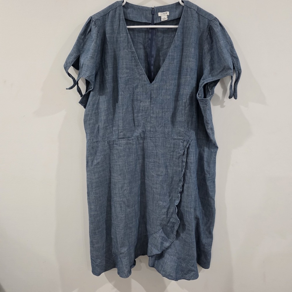 J Crew Womens Chambray Dress Size 24 Beach Summer Cotton Blue Coastal